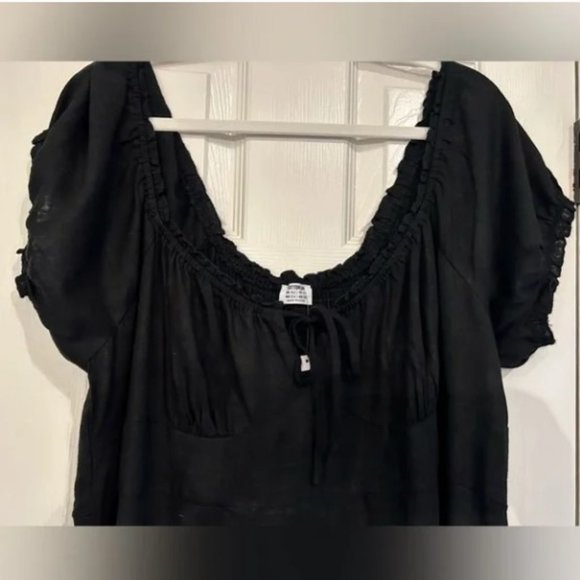 Cotton On Curve Milly Linen-Blend Sweetheart Puff Sleeve Mini Dress - NEW - Picture 7 of 11